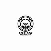 Kostenloser Vektor logo-design-symbol mit bärenkopflinie
