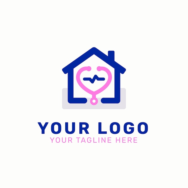 Kostenloser Vektor logo-design-vorlage für die häusliche krankenpflege