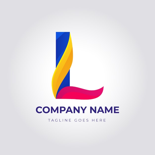 Kostenloser Vektor logo-vorlage für buchstaben mit farbverlauf l