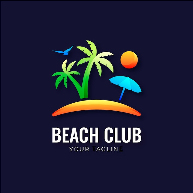 Kostenloser Vektor logo-vorlage für den strand mit farbverlauf