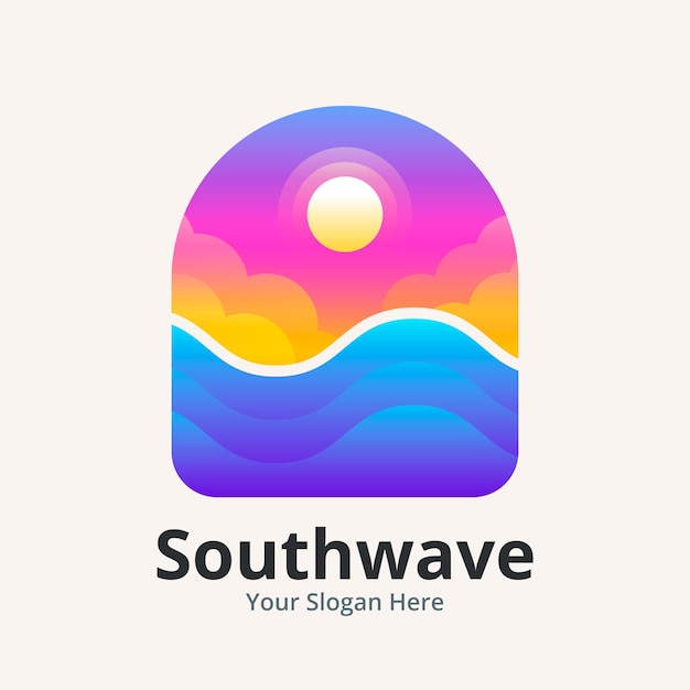 Logo-Vorlage für den Strand mit Farbverlauf