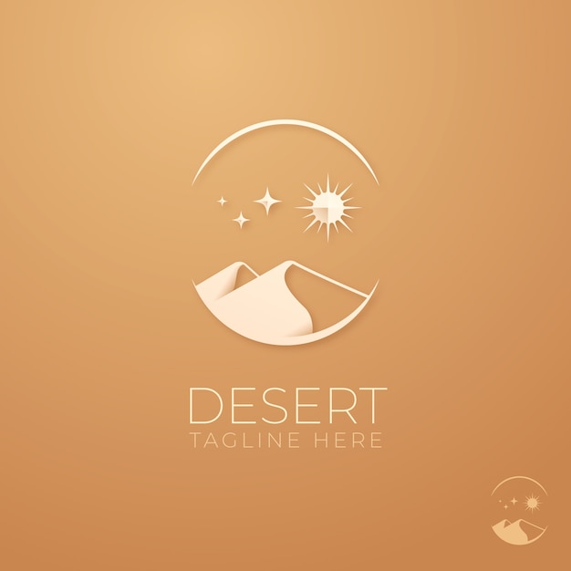 Kostenloser Vektor logo-vorlage für die wüste mit farbverlauf