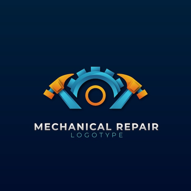 Logo-vorlage für mechanische reparatur mit farbverlauf