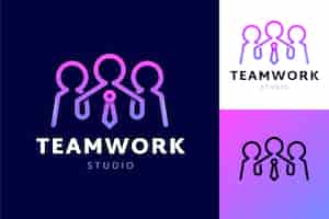 Kostenloser Vektor logo-vorlage für teamarbeit mit farbverlauf
