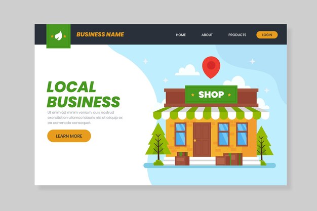 Lokale Business-Landingpage des Eckgeschäfts
