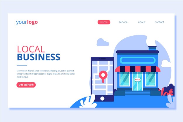 Lokale und Online-Business-Landingpage