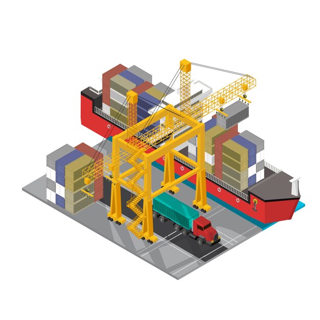 Lokalisierte Ikone des Logistikgeschäfts industriell auf Hintergrund