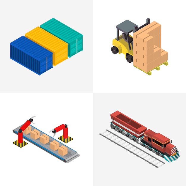 Lokalisierte Ikone des Logistikgeschäfts industriell auf Hintergrund