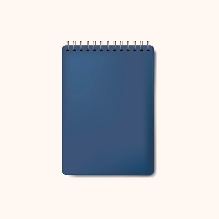 Kostenlose Vektor lokalisierter vektor der spirale blaues notizbuch modell
