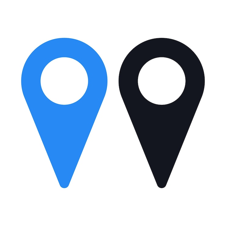 Kostenlose Vektor long location pin blau und schwarz