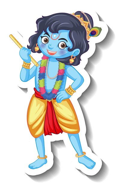 Lord Krishna-Kind-Cartoon-Charakter-Aufkleber