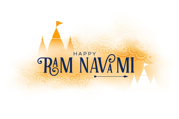 Lord ram navami festival wünscht segnungskarte mit tempeln