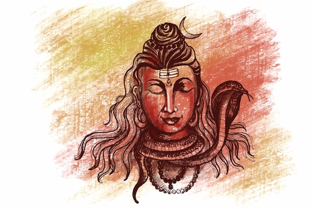 Kostenloser Vektor lord shiva indischer gott des hindus für maha shivratri kartenhintergrund