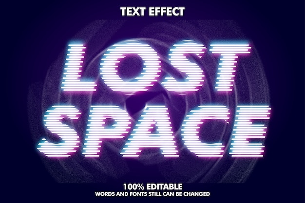 Kostenloser Vektor lost space text, moderner texteffekt