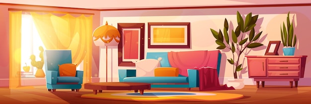 Lounge Karikatur Wohnzimmer Innenraum