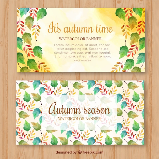 Lovely herbst banner mit aquarell blätter