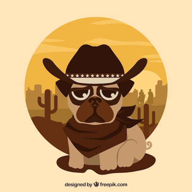 Lovely mops mit cowboy-stil