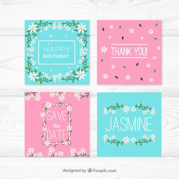 Lovely Pack von bunten Jasmin Karten