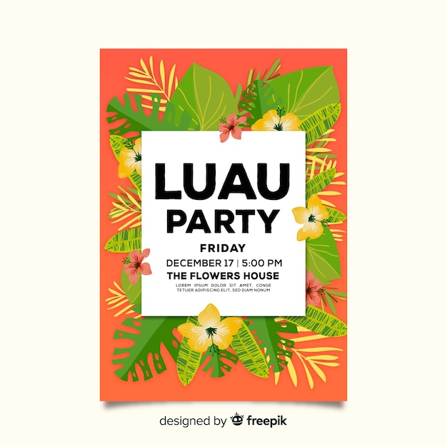 Luau party flyer