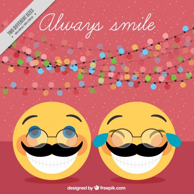 Kostenlose Vektor lustige emoticons mit schnurrbart und positive phrase