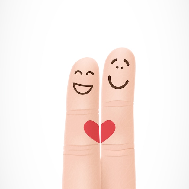 Lustige Finger mit verliebten Gesichtern