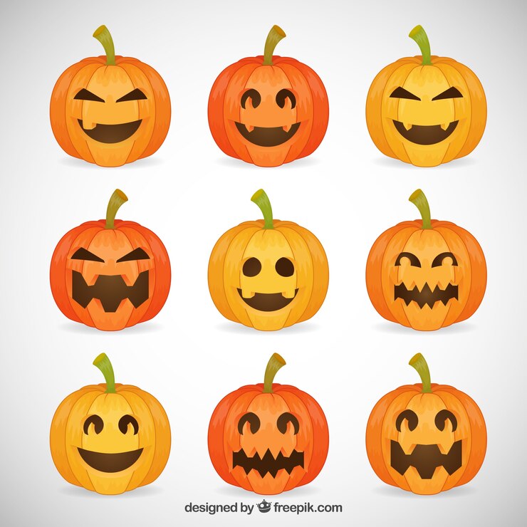 Lustige halloweenkürbisse Kostenlose Vektor