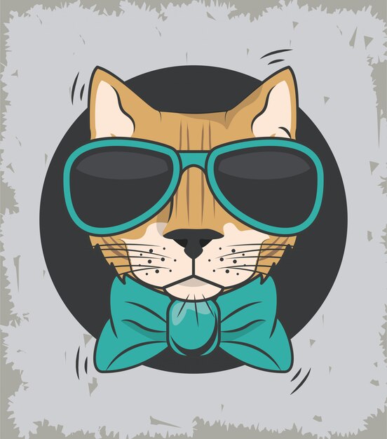 Lustige Katze Mit Sonnenbrille Coolen Stil Premium Vektor