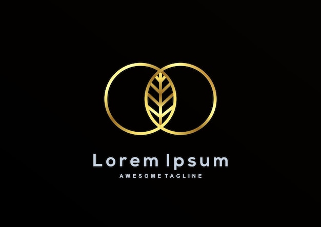 Luxury Leaf Circle-Linie mit goldfarbener Logo-Vorlage