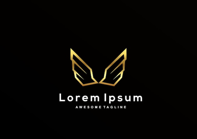 Luxury wings eagle line art mit goldfarbener logo-vorlage