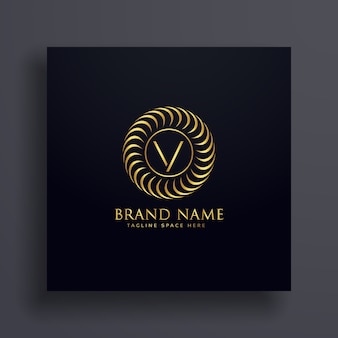 Luxus-buchstabe v-logo-konzept-design in goldener farbe