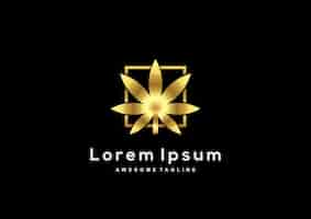 Kostenloser Vektor luxus-cannabis-logo-vorlage in goldfarbe