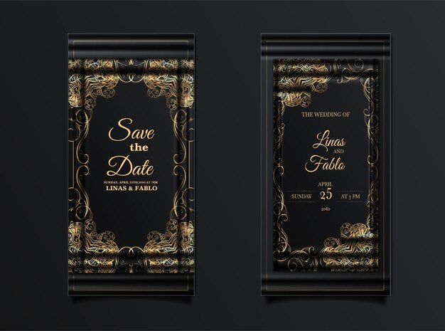 Luxus elegante Hochzeitseinladung Set Mockup