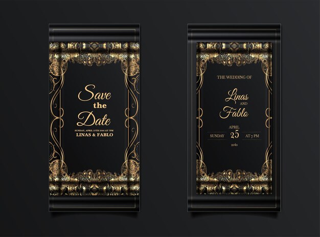 Luxus elegante Hochzeitseinladung Set Mockup