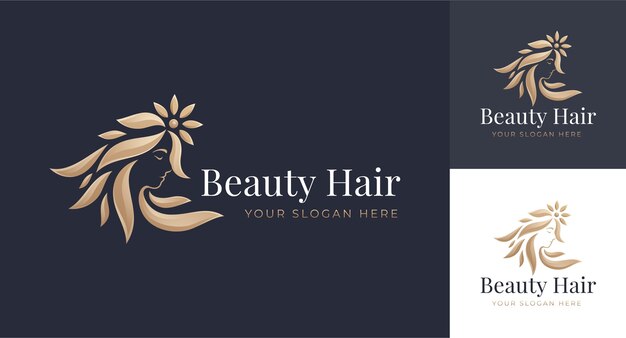 Hand Gezeichnet Goldene Elegante Friseur Logos Kostenlose Vektor