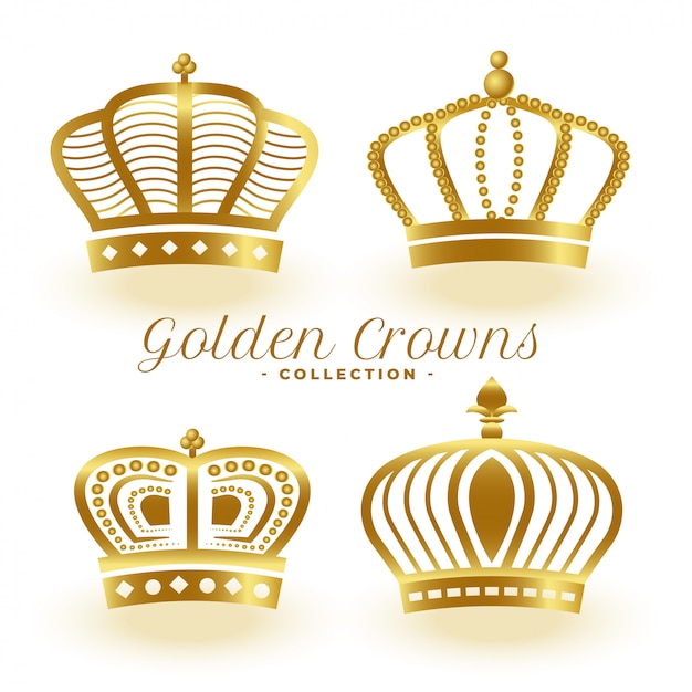 Kostenloser Vektor luxus goldene königliche kronen 4er set