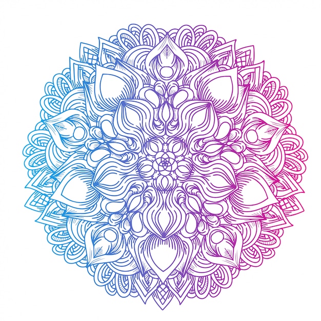 Luxus Hand Zeichnen Blumen Mandala Ornament Premium Vektor