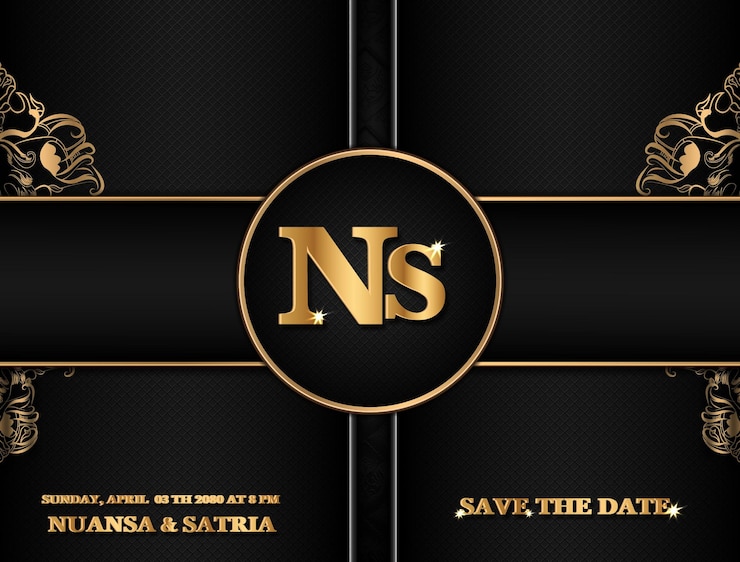 Kostenlose Vektor luxus handgezeichnete hochzeitseinladungskarte hintergrunddesign-set