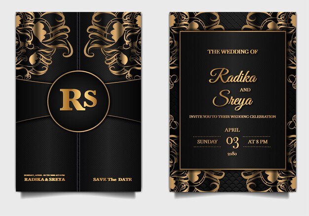 Luxus-Hochzeitseinladungskarten Hintergrund-Design-Set