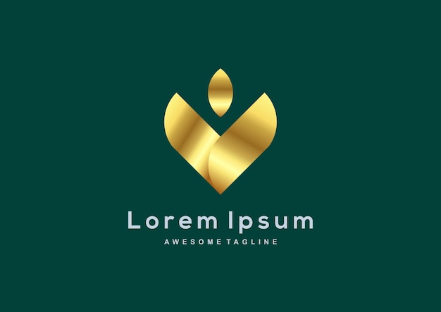 Luxus-Logo-Vorlage für Buchstabe V in Goldfarbe