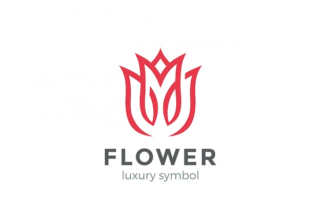 Luxus Mode Blumen Logo abstrakt linearen Stil. Looped Tulip Rose Lines Logo-Entwurfsvorlage