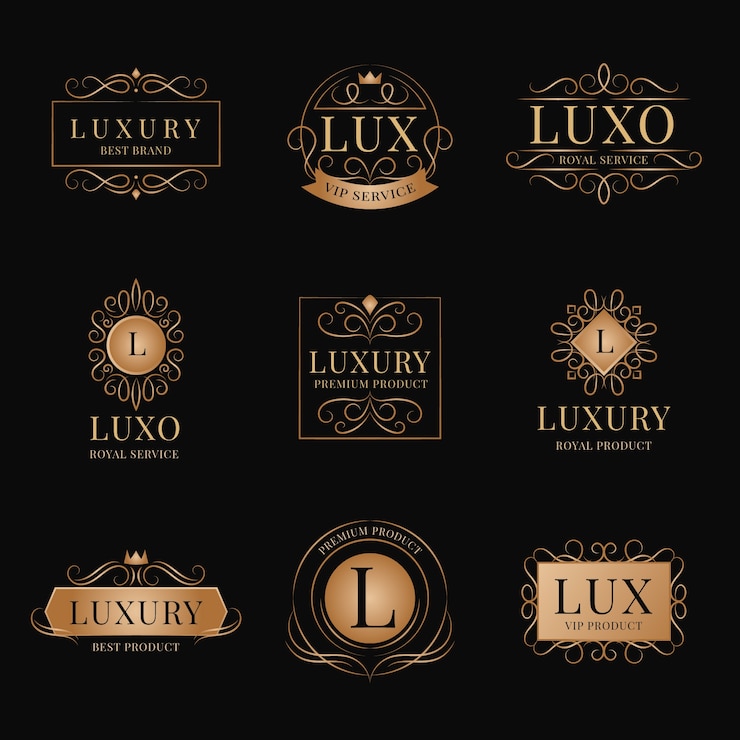 Kostenlose Vektor luxus retro-logo festgelegt