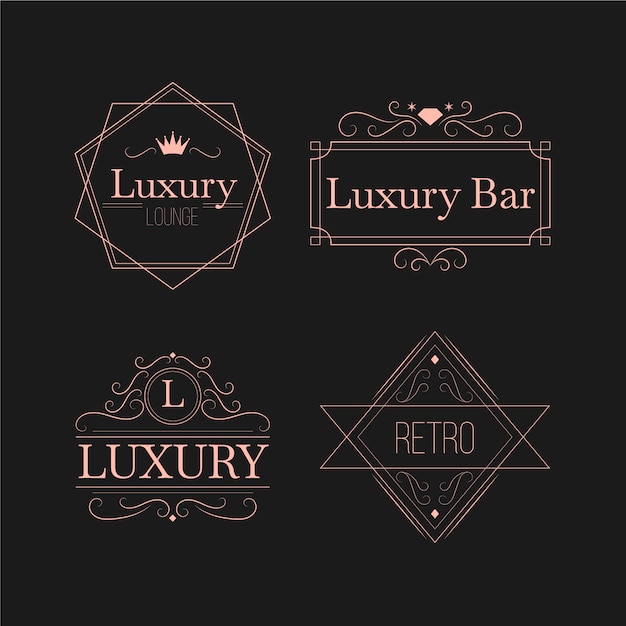 Kostenloser Vektor luxus retro-logo-sammlung