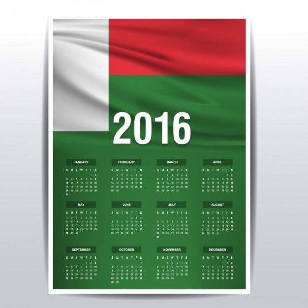 Kostenloser Vektor madagaskar-kalender 2016