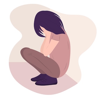 Mädchen weint und bedeckt ihr gesicht einsames mädchen braucht wegen depressionen unterstützung und pflege
