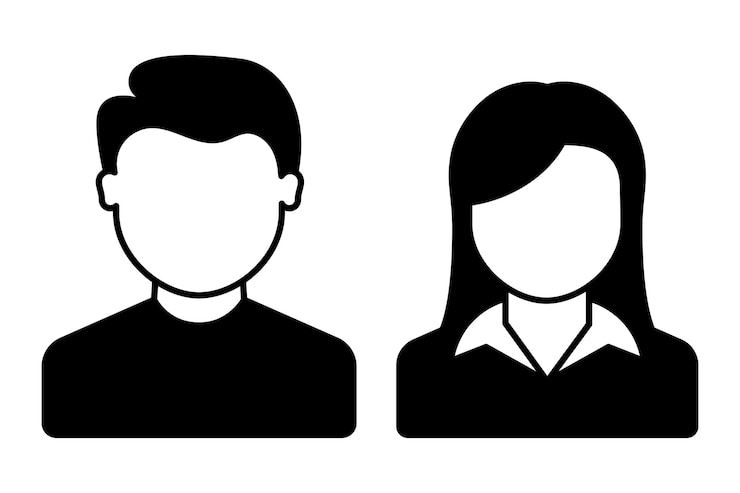 Kostenlose Vektor männliche und weibliche benutzer silhouette style