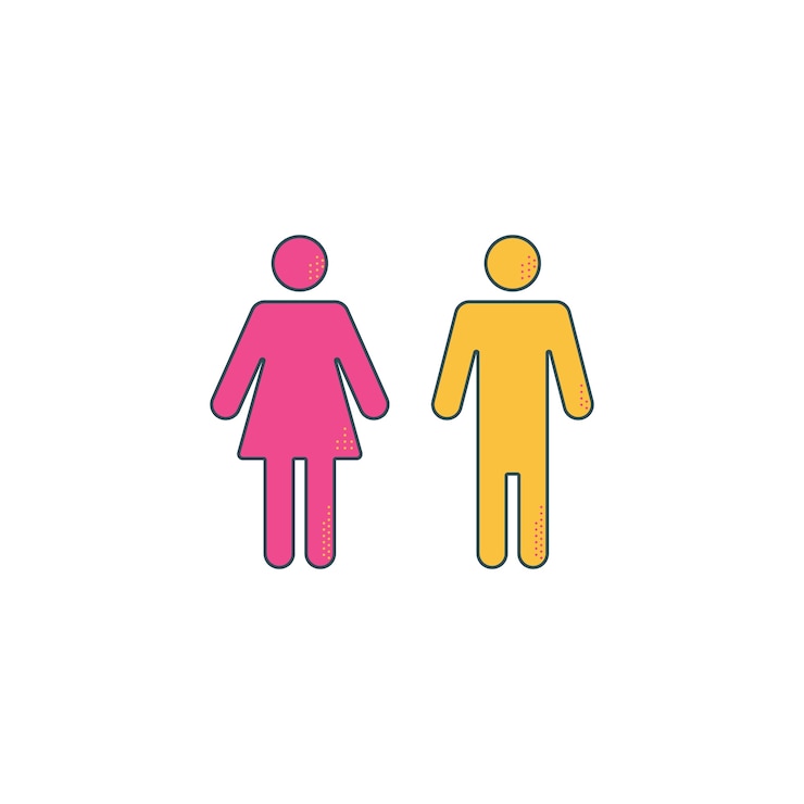 Kostenlose Vektor männliche weibliche symbole des flachen designs