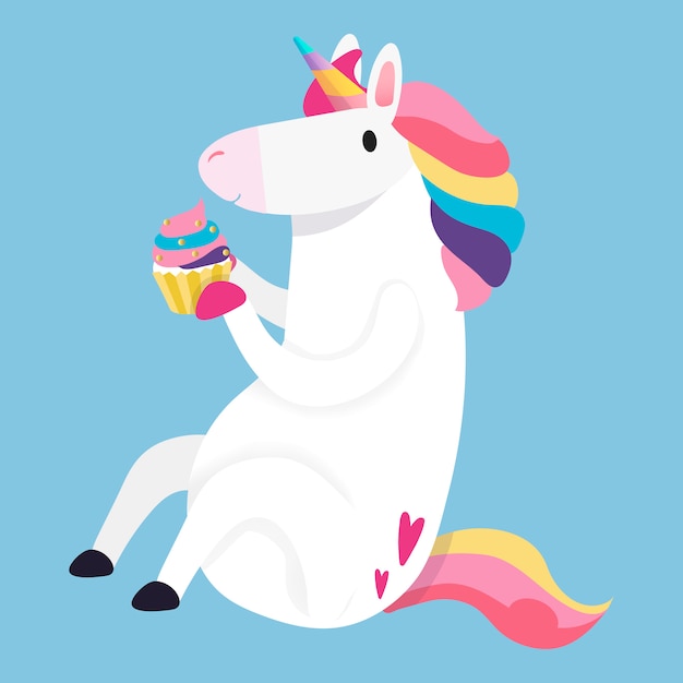 Kostenloser Vektor magischer regenbogen-einhornillustrationsvektor