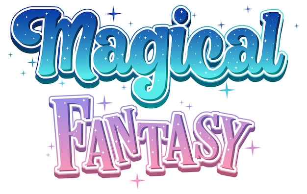 Magisches fantasy-textwort im cartoon-stil