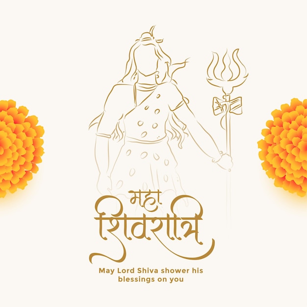 Maha shivratri grußdesign mit lord shiva-figur