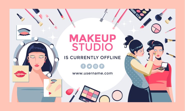 Kostenlose Vektor make-up-künstler-zuckenhintergrund des flachen designs minimaler